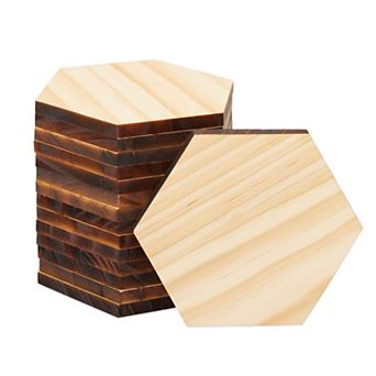 15 Pack Unfinished Wooden Hexagon Cutouts for Crafts, 1/4" Thick