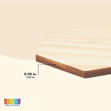 15 Pack Unfinished Wooden Hexagon Cutouts for Crafts, 1/4" Thick