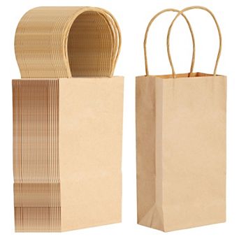 50-Pack Small Brown Gift Bags with Handles, Retail (3.5x2.4x7 In)