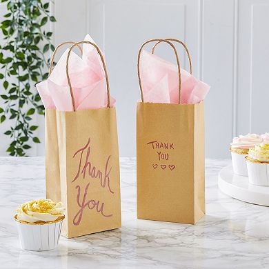 50-Pack Small Brown Gift Bags with Handles, Retail (3.5x2.4x7 In)