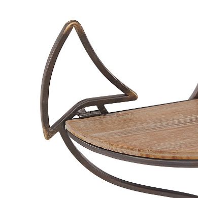 Nautical Themed Anchor Shaped 2-tier Metal And Wood Wall Shelf