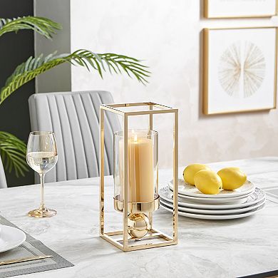 Luna Warm Gold Tinted Glass Large Hurricane Candle Holder