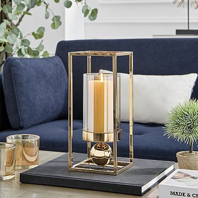 Luna Warm Gold Tinted Glass Large Hurricane Candle Holder