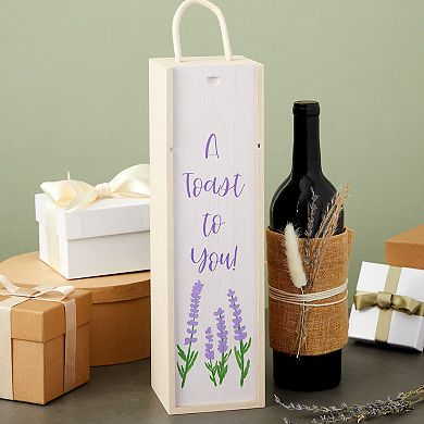 2 Pack Wooden Wine Box With Handle For Storage Gifting Craft Birthday, 14x4 In