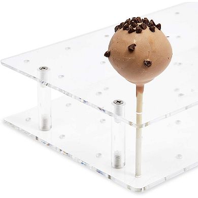 Clear Acrylic Cake Pop Stand, 24 Holes, 9x5.9" Lollipop Holder for Dessert Table