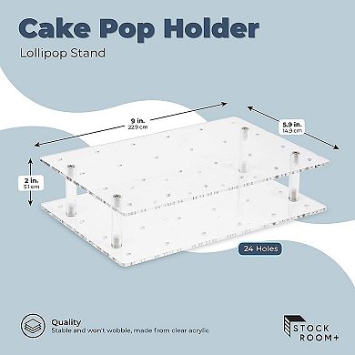 Clear Acrylic Cake Pop Stand, 24 Holes, 9x5.9" Lollipop Holder for Dessert Table