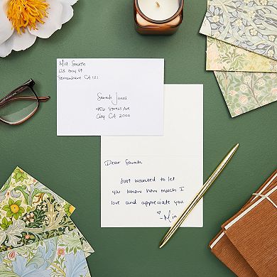 36 Pack Stationery Cards And Envelopes, William Morris Floral Pattern, 5x3.5 In