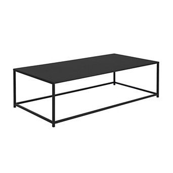 Eme 48 Inch Coffee Table, Rectangular Top, Black Finished Metal Frame