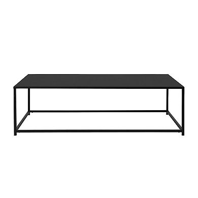 Eme 48 Inch Coffee Table, Rectangular Top, Black Finished Metal Frame