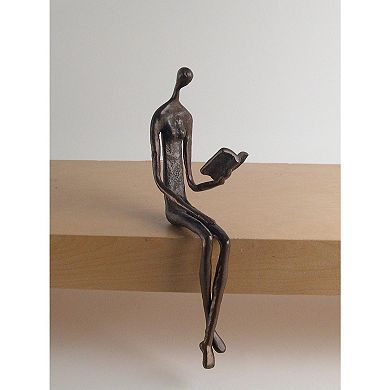 Woman Reading Over Ledge Cast Bronze