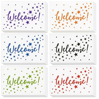 36 Pack Blank Welcome Cards With Envelopes, Star Pattern Design, 4 X 6 in