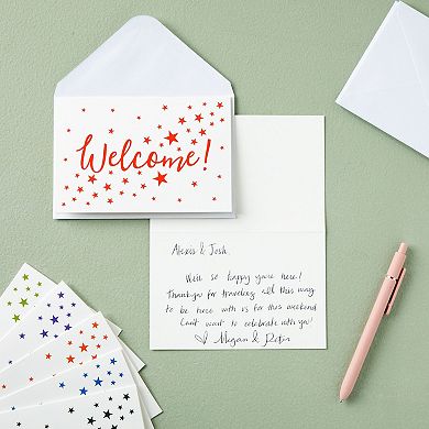 36 Pack Blank Welcome Cards With Envelopes, Star Pattern Design, 4 X 6 In