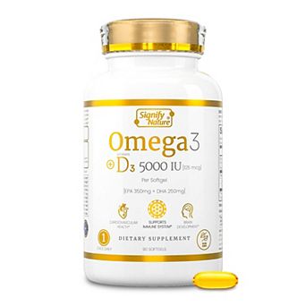 Omega 3 Fish Oil + Vitamin D3 By Signify Nature - Triglyceride Fish Oil Softgels With Vit D3 5000 Iu