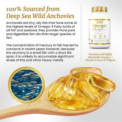 Omega 3 Fish Oil + Vitamin D3 By Signify Nature - Triglyceride Fish Oil Softgels With Vit D3 5000 Iu
