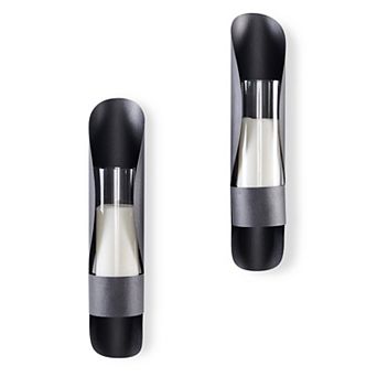 Wall Mount Hugging Metal Candle Sconces With Glass Inserts - (set Of 2) - Black