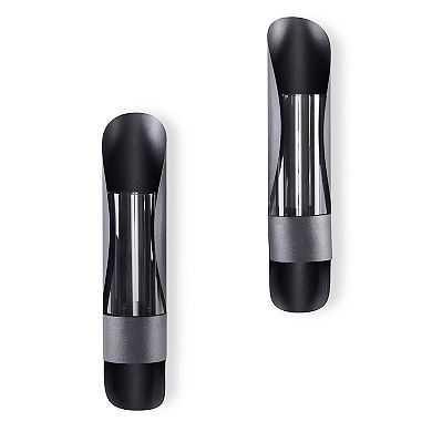 Wall Mount Hugging Metal Candle Sconces With Glass Inserts - (set Of 2) - Black