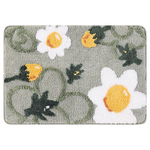 Bathroom Rugs Nonslip Cute Flower Bath Mats, Soft Absorbent Plush Bath