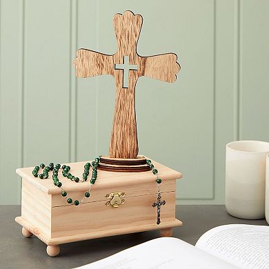 3 Pack Catholic Wooden Cross Baptism Centerpieces For Tables, Communion Easter