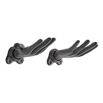 "palms Up" Dark Brown Cast Iron Wall Mount Hook Set (set Of 2)