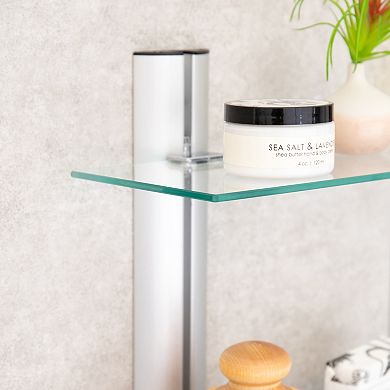 Decorative Wall-mount 3-tier Adjustable Glass Wall Shelves On Aluminum Bars