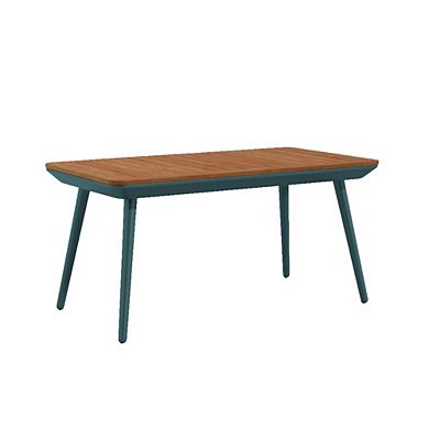 3 Piece Outdoor Coffee Table And Chairs Set, Wood Planks, Gray, Green