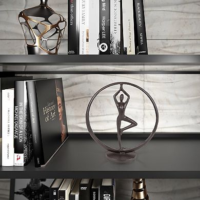 Yoga Tree Pose Circle Cast Iron Sculpture