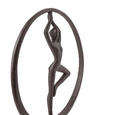 Yoga Tree Pose Circle Cast Iron Sculpture