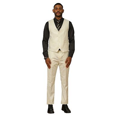 Men's Skinny-Fit Solid 3pc Suit Set w/ Notch Lapel