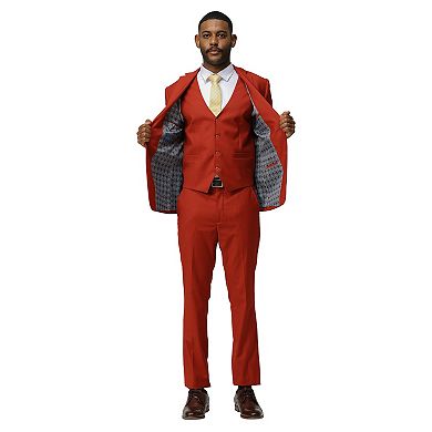 Men's Skinny-Fit Solid 3pc Suit Set w/ Notch Lapel