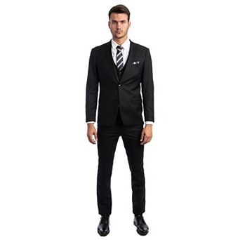 Men's Skinny-Fit Solid 3 pc Suit Set w/ Notch Lapel