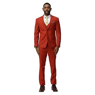 Men's Skinny-Fit Solid 3 pc Suit Set w/ Notch Lapel
