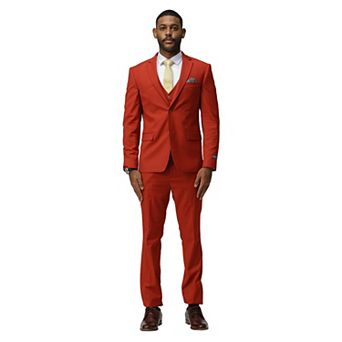 Men's Skinny-Fit Solid 3 pc Suit Set w/ Notch Lapel