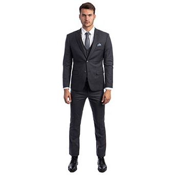 Men's Skinny-Fit Solid 3 pc Suit Set w/ Notch Lapel