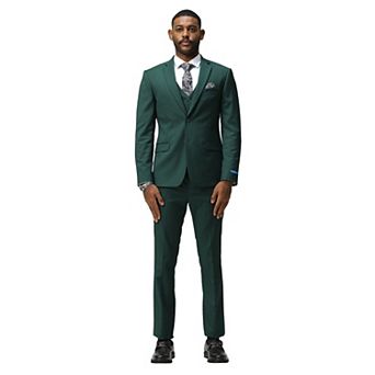 Men's Skinny-Fit Solid 3 pc Suit Set w/ Notch Lapel