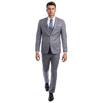 Men's Skinny-Fit Solid 3 pc Suit Set w/ Notch Lapel