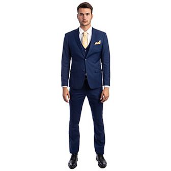 Men's Skinny-Fit Solid 3 pc Suit Set w/ Notch Lapel