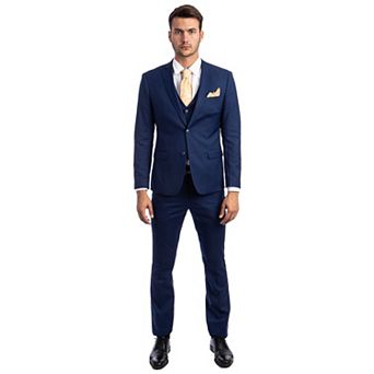 Men's Skinny-Fit Solid 3 pc Suit Set w/ Notch Lapel