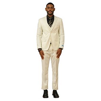 Men's Skinny-Fit Solid 3 pc Suit Set w/ Notch Lapel