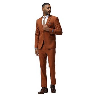Men's Skinny-Fit Solid 3 pc Suit Set w/ Notch Lapel