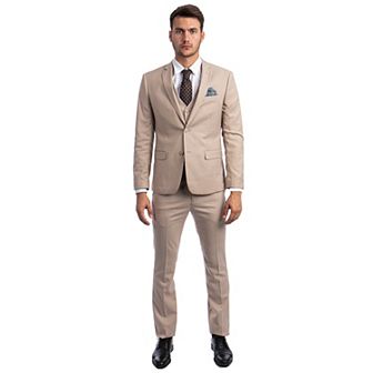 Men's Skinny-Fit Solid 3 pc Suit Set w/ Notch Lapel