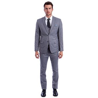 Men's Skinny-Fit Solid 3 pc Suit Set w/ Notch Lapel