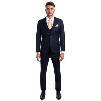 Men's Skinny-Fit Solid 3 pc Suit Set w/ Notch Lapel