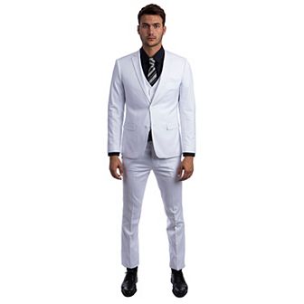 Men's Skinny-Fit Solid 3 pc Suit Set w/ Notch Lapel