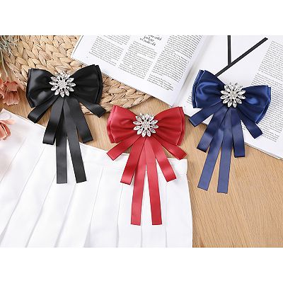 Sweet Big Bow Brooch For Women & Girls – Rhinestone Bow Tie Clip For Shirts, Dresses, And Hats