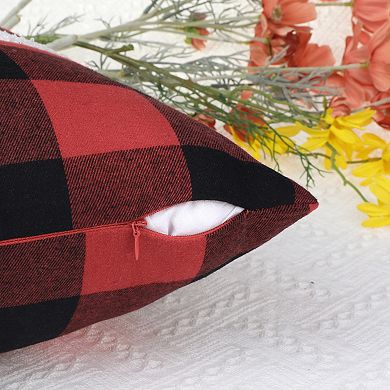 Pack Of 2 Plaid Print Throw Pillow Covers Farmhouse Cushion Covers Decorative Pillowcase 18"x18"