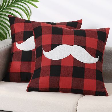 Pack Of 2 Plaid Print Throw Pillow Covers Farmhouse Cushion Covers Decorative Pillowcase 18"x18"