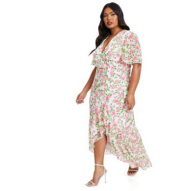 Quiz Women's Plus Size Floral Wrap Maxi Dress