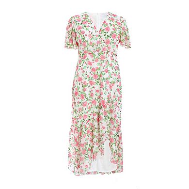 Quiz Women's Plus Size Floral Wrap Maxi Dress
