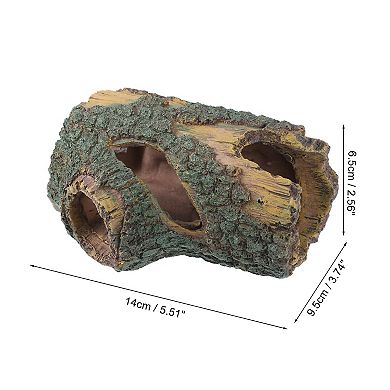 Aquarium Decorations Hollow Tree Trunk Ornament Resin Fish Accessories Brown Green 5.51"x3.74"