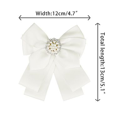 Women's Ribbon Brooch Bowknot Necktie School Uniform Pin Collar Bow Ties With Beads